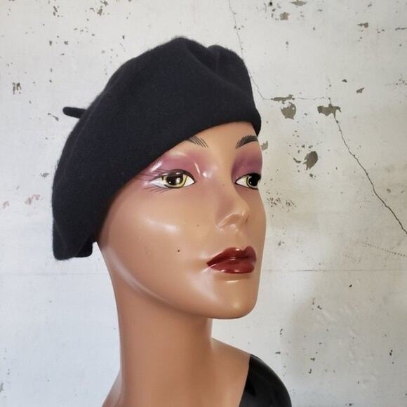 NEW Beret Women's Academia Cottagecore Soft Wool Blend Artsy Black Hat - Picture 2 of 8